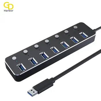 7 Ports USB 3.0 HUB With button Multi USB Splitter 7 Ports Expander USB 3 30/60/120cm cable with Power Adapter USB3.0 Hub For PC
7 Ports USB 3.0 HUB With button Multi USB Splitter 7 Ports Expander USB 3 30/60/120cm cable with Power Adapter USB3.0 Hub For PC