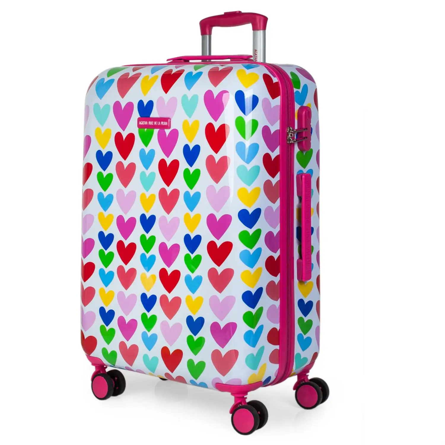Agatha Ruiz De La Prada model hearts travel suitcase Rigida 4 wheels  polycarbonate 130660 - AliExpress Luggage \u0026 Bags