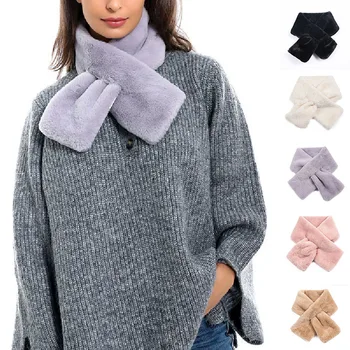 Women Winter Warm Scarf Thicken Fashion Cute Imitation Rabbit Fur Collar Cross Scarf Solid Color Plush Shawl Scarf Christmas
Women Winter Warm Scarf Thicken Fashion Cute Imitation Rabbit Fur Collar Cross Scarf Solid Color Plush Shawl Scarf Christmas