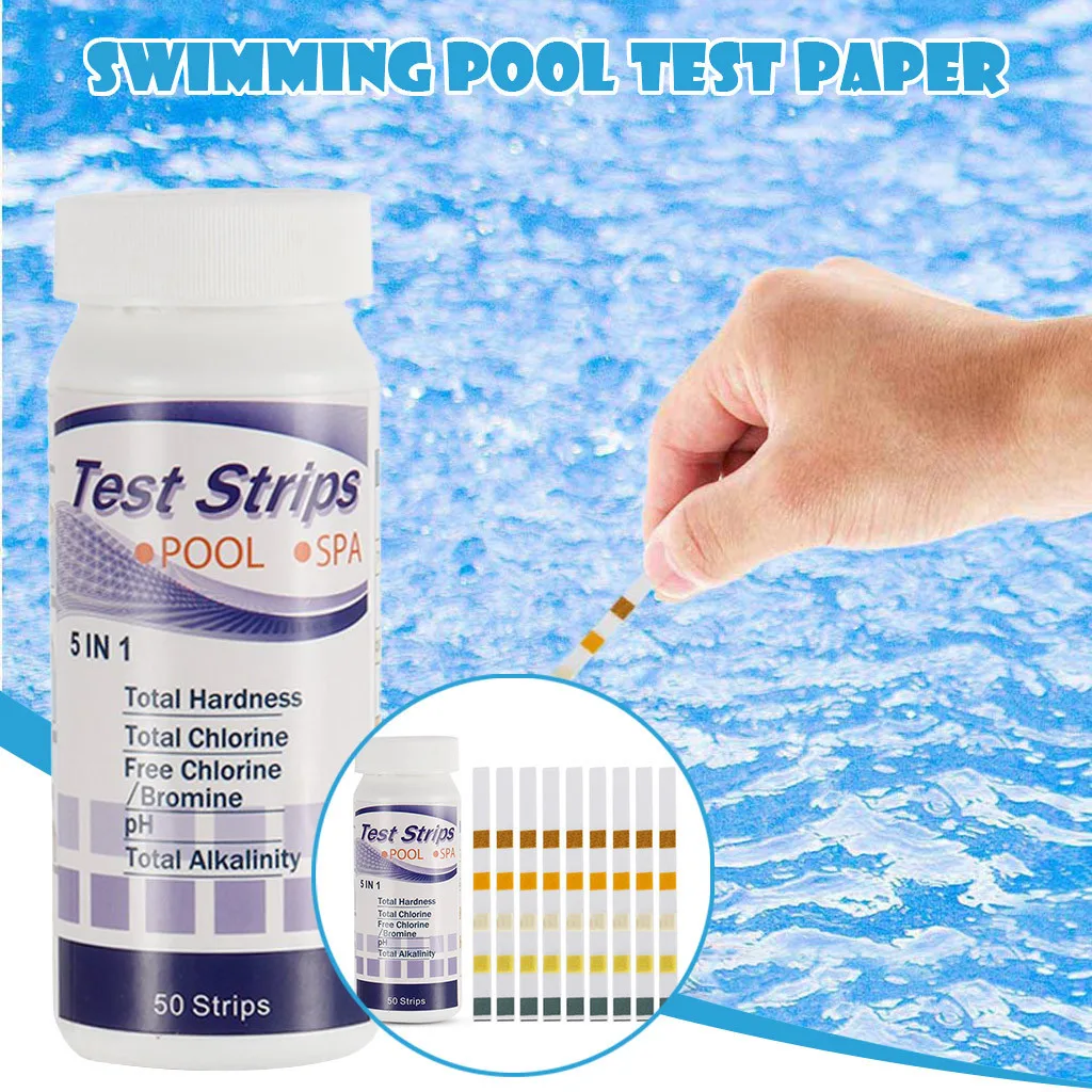 5-in-1 One Bottle 50 Test Tape for Swimming Pool Water Quality Multifunctional Detection PH Value Alkalinity Hardness Test Strip
5-in-1 One Bottle 50 Test Tape for Swimming Pool Water Quality Multifunctional Detection PH Value Alkalinity Hardness Test Strip