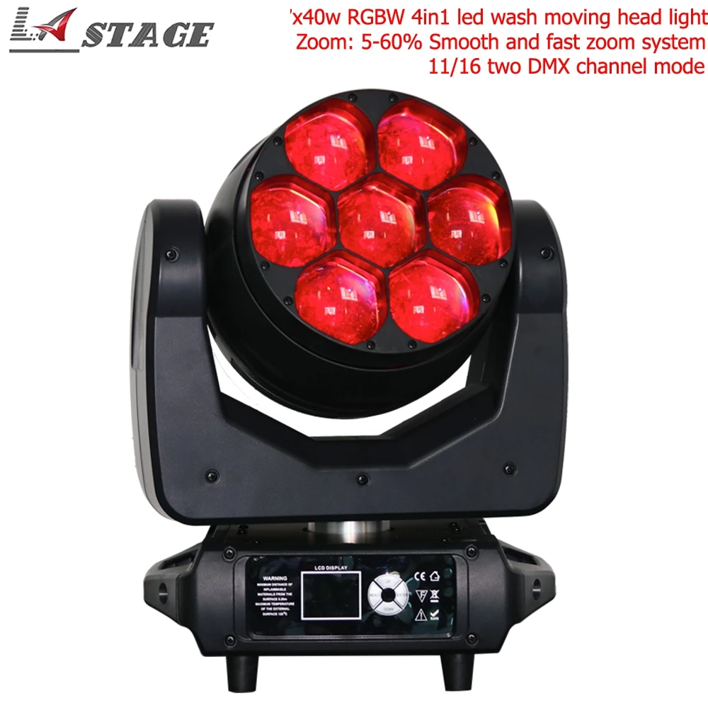 Free Shipping Mini Zoom Function Super Bright 7x40w RGBW 4in1 LED ZOOM Moving Head Stage Lighting Dmx Dj | Освещение