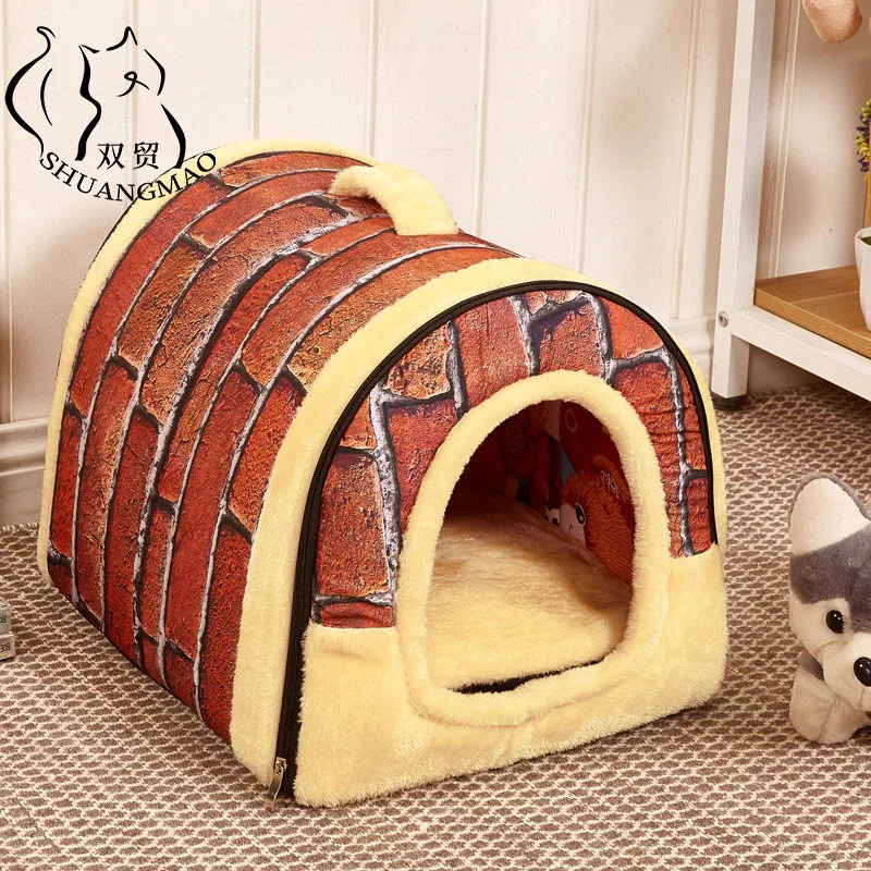 

SHUANGMAO Pet Dog Bed Mat Dual Use House Dog Nest Cage Puppy Outdoor Kennel Indoor Plush Soft Sofa Cats Large Dogs Beds Supplies