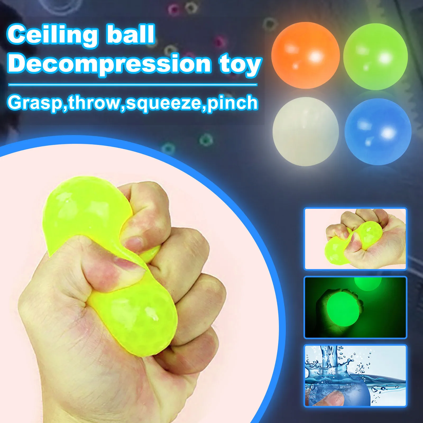 3PCS Children Luminous Transparent Color Ceiling Ball Decompression Ball sticky wall ball sticky target ball 45mm Kids Gift 4*
3PCS Children Luminous Transparent Color Ceiling Ball Decompression Ball sticky wall ball sticky target ball 45mm Kids Gift 4*
