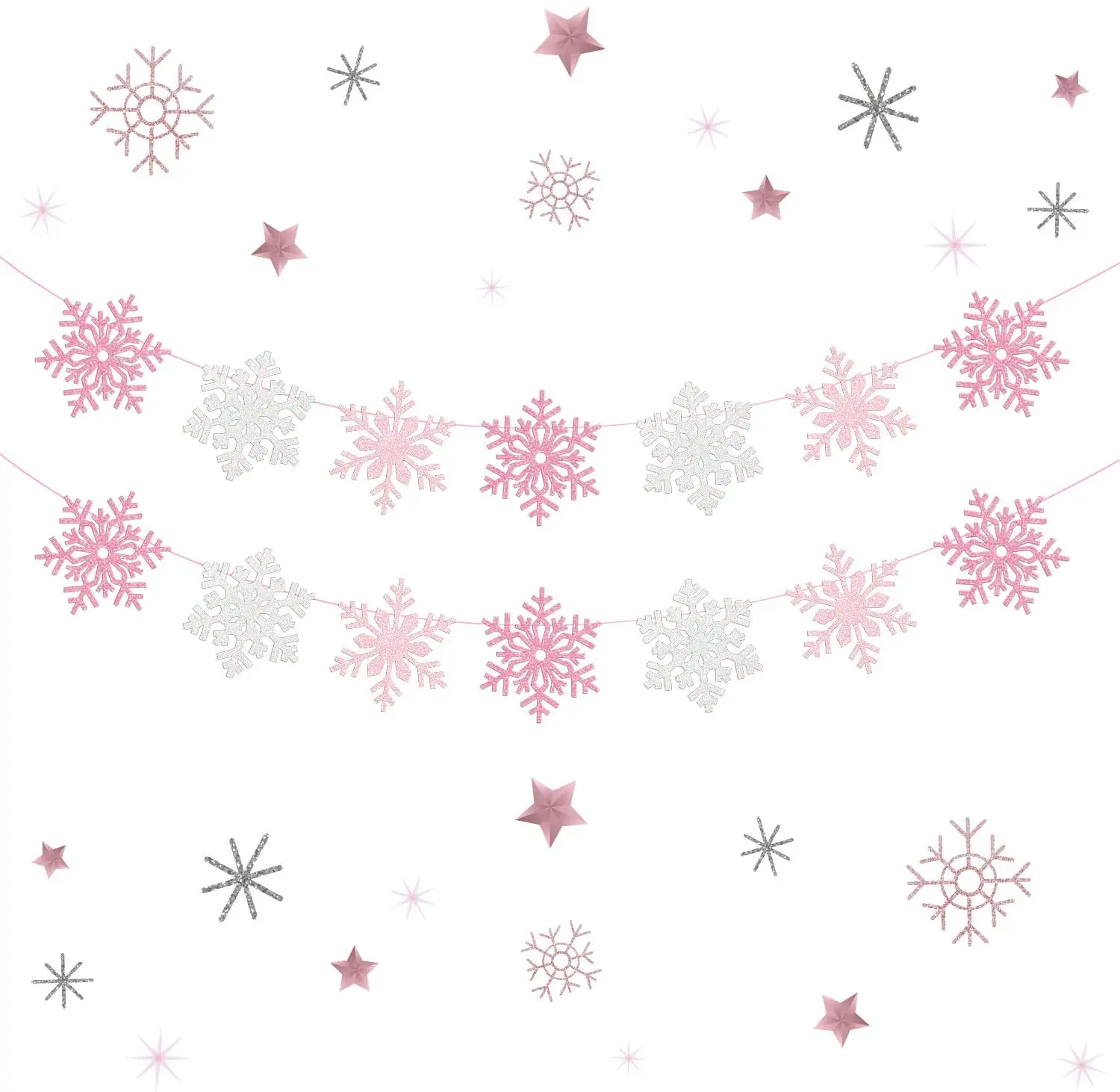 Snowflake Banner Garland Ornaments Decorations, Christmas Party, Birthday, Baby Shower, Holiday, Home Table Decor, 2 Pack
Snowflake Banner Garland Ornaments Decorations, Christmas Party, Birthday, Baby Shower, Holiday, Home Table Decor, 2 Pack