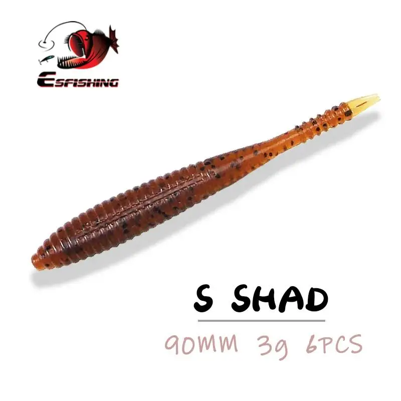 Рыболовная приманка ESFISHING Мягкая S Shad 6 шт. 90 мм 3g морской воблер рыбацкое озеро
