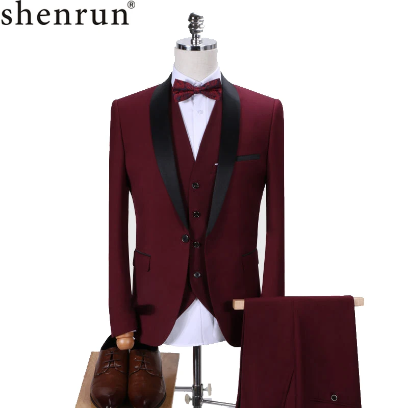Мужской смокинг Shenrun приталенный модный костюм свадебная шаль с лацканами 3