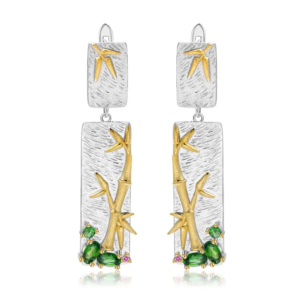 GEM'S BALLET 1.2Ct Natural Chrome Diopside Gemstone Earrings For Women Jewelry 925 Sterling Silver Handmade Bamboo Drop Earrings
GEM'S BALLET 1.2Ct Natural Chrome Diopside Gemstone Earrings For Women Jewelry 925 Sterling Silver Handmade Bamboo Drop Earrings