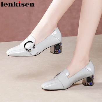 Lenkisen natural leather square toe rhinestone med heel buckle decorations shoes women office lady daily wear fashion pumps L11
Lenkisen natural leather square toe rhinestone med heel buckle decorations shoes women office lady daily wear fashion pumps L11
