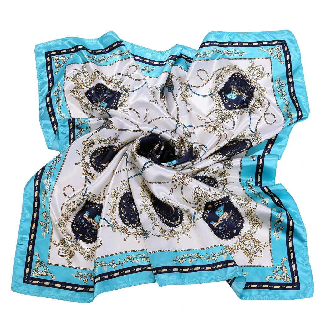 90X90cm Twill Square Scarf Hair Tie Women Elegant Small Vintage Skinny Retro Head Neck Silk Scarf Scarves Foulard 919