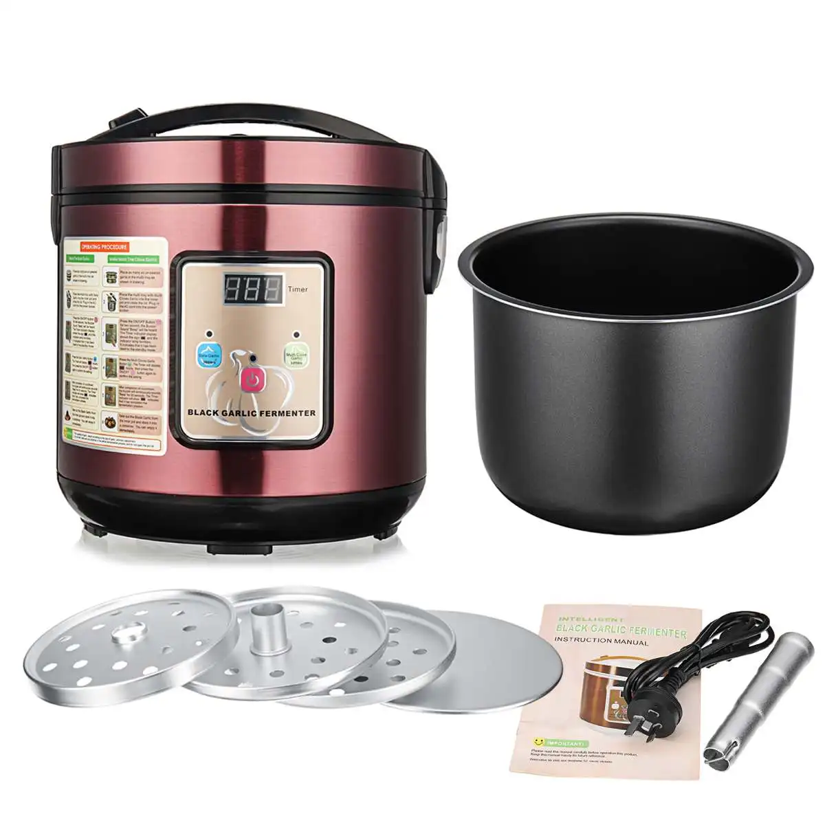Full Automatic Black Garlic Fermenter 6L Home Kitchen DIY Zymolysis Making Pot Household Fermenting Machine EU/US 220v 110v Full Automatic Black Garlic Fermenter 6L Home Kitchen DIY Zymolysis Making Pot Household Fermenting Machine EU/US 220v 110v