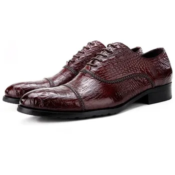 Men Luxury Genuine Upper Grain Leather Top Layer Cowhide Crocodile Pattern Pointed Toe Lace -Up Italy Style Last Male Shoes
Men Luxury Genuine Upper Grain Leather Top Layer Cowhide Crocodile Pattern Pointed Toe Lace -Up Italy Style Last Male Shoes