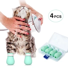 חיות מחמד חתול נגד נשיכת שריטה מקלחת נעלי חיות מחמד רפואי נעלי חתול כלב Paw מגן עבור רחצה לבדוק טיפול כפפות אבזרים(China)