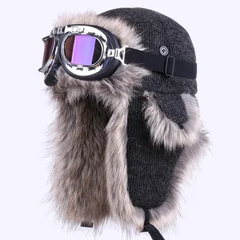 Bomber Hat with Ski Goggles Winter Russian Ushanka Warm Trapper Hat EarFlaps Wool Aviator Trooper Cossack Faux Fox Fur Snow Caps
Bomber Hat with Ski Goggles Winter Russian Ushanka Warm Trapper Hat EarFlaps Wool Aviator Trooper Cossack Faux Fox Fur Snow Caps