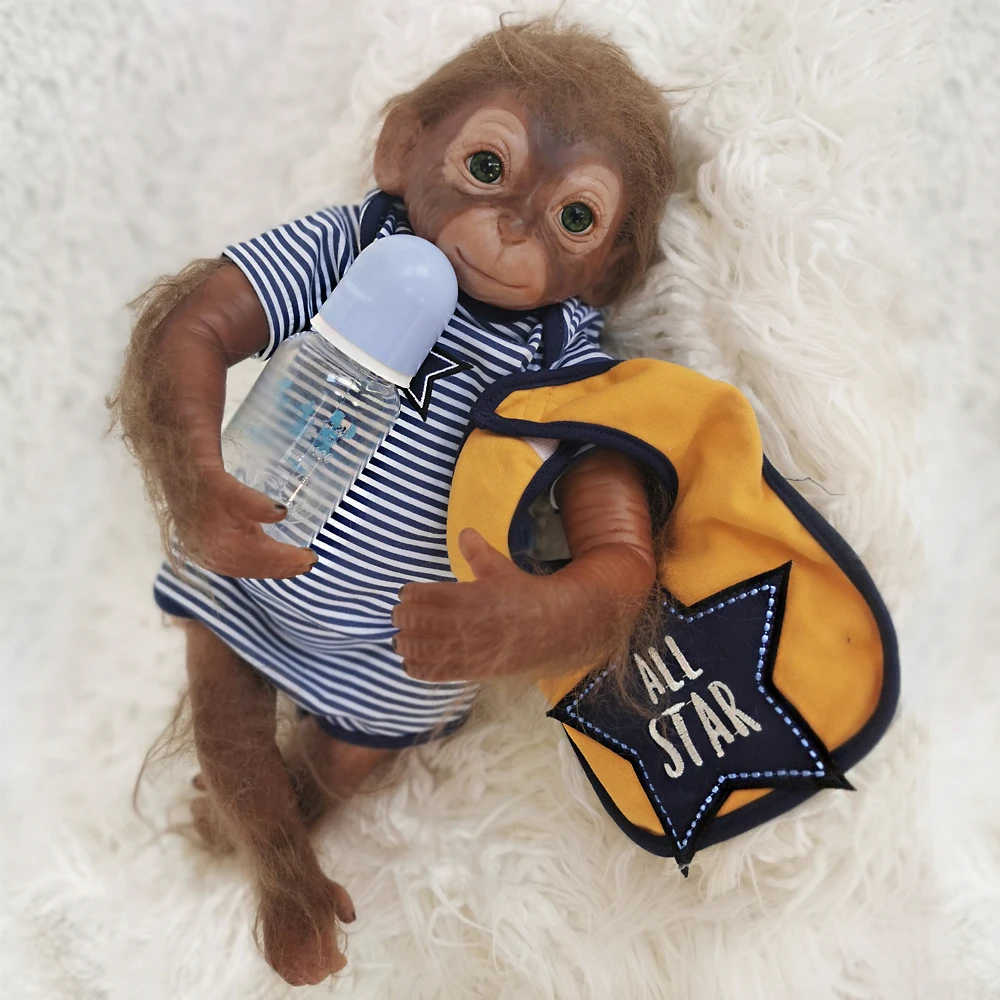 Фото Кукла-Реборн 50 см мини-обезьянка силиконовая Реалистичная куклы для младенцев