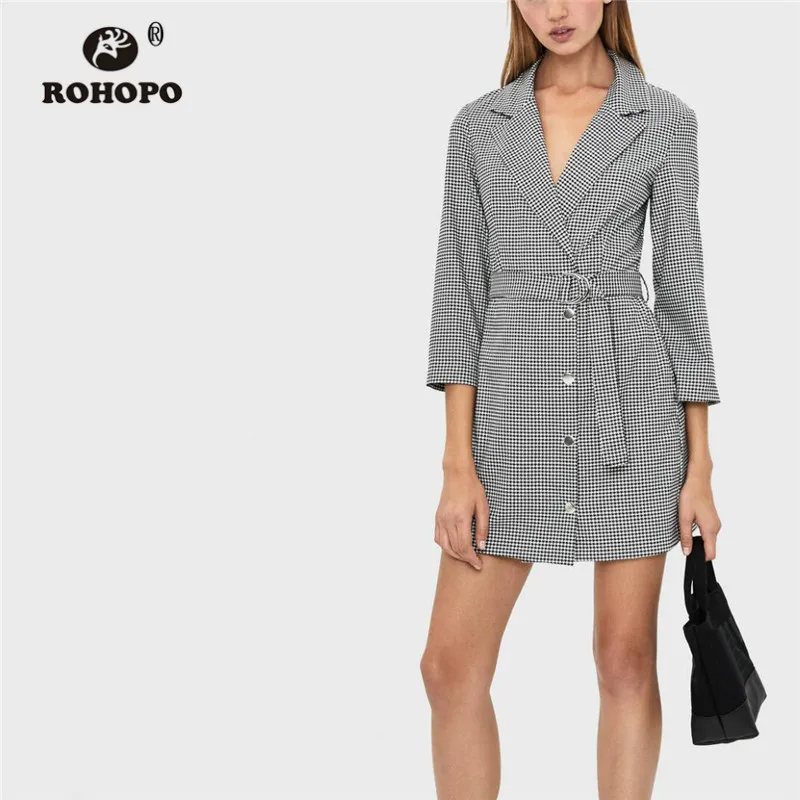 ROHOPO Notched Collar Waistband Houndstooth Mini Autumn Grey Dress Long Sleeve Buttons Fly Ladies Chic Plaid Straight Robe 9003
ROHOPO Notched Collar Waistband Houndstooth Mini Autumn Grey Dress Long Sleeve Buttons Fly Ladies Chic Plaid Straight Robe 9003