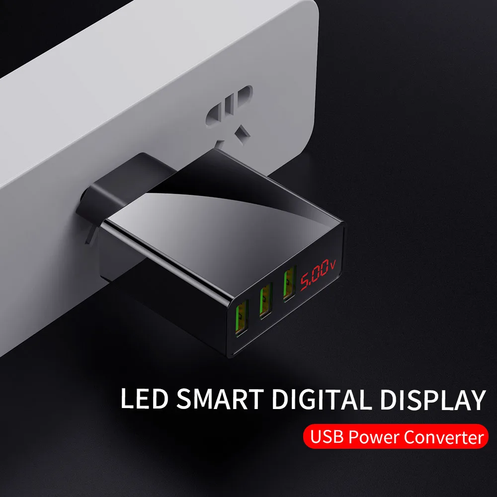 Сетевое зарядное устройство с 3 USB портами и светодиодным дисплеем А|us wall charger|wall