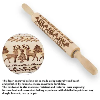 Newest Christmas Rolling Pin Engraved Carved Wood Embossed Rolling Pin Kitchen Tool
Newest Christmas Rolling Pin Engraved Carved Wood Embossed Rolling Pin Kitchen Tool