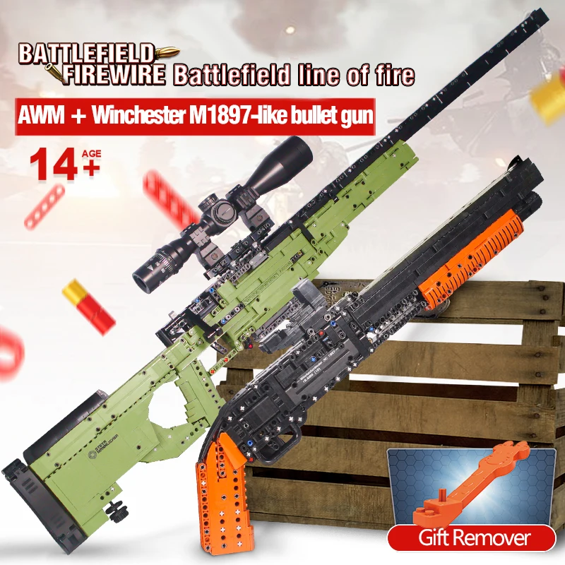 Fit Technic Series GUN Legoinglys Technic Weapon Can Fire AWM Shotgun Model Military Army Building Blocks Brick Toys Boys Gift
Fit Technic Series GUN Legoinglys Technic Weapon Can Fire AWM Shotgun Model Military Army Building Blocks Brick Toys Boys Gift