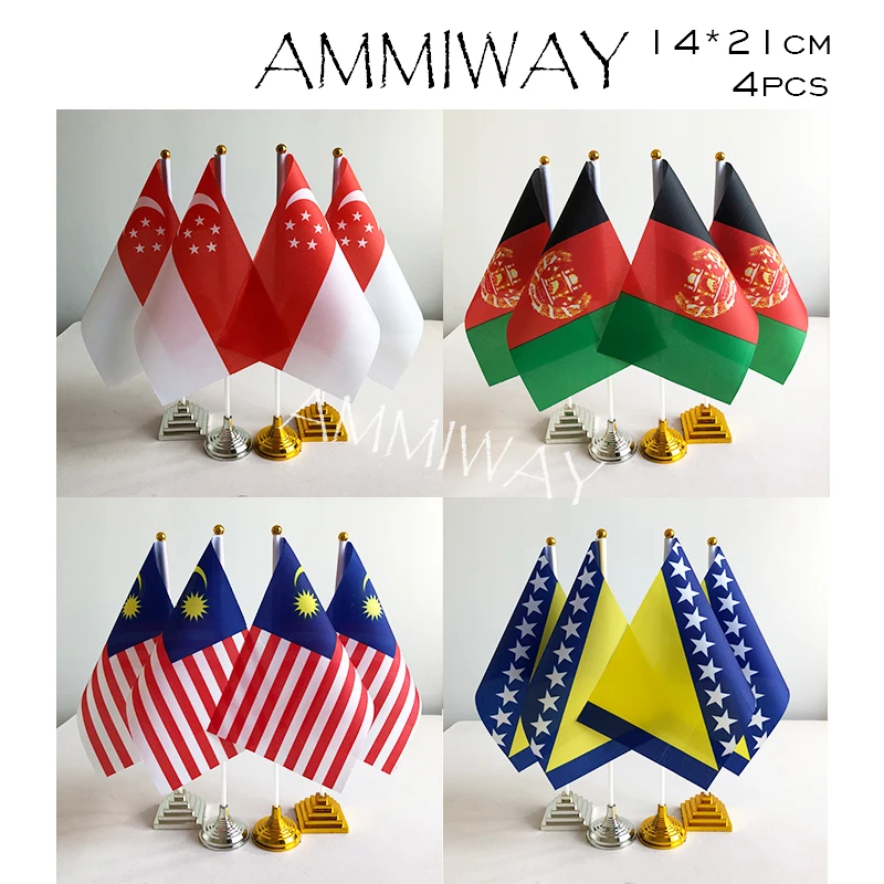 AMMIWAY 14x21 см 4 шт Сингапур Афганистан афганских настольные флажки Малайзия Биг