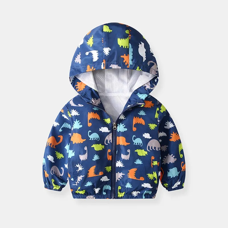 COOTELILI Dinosaur Printing Boys Windbreaker Children Clothes Hooded Autumn Kids Jacket For Boys Coat Children Clothes (11)