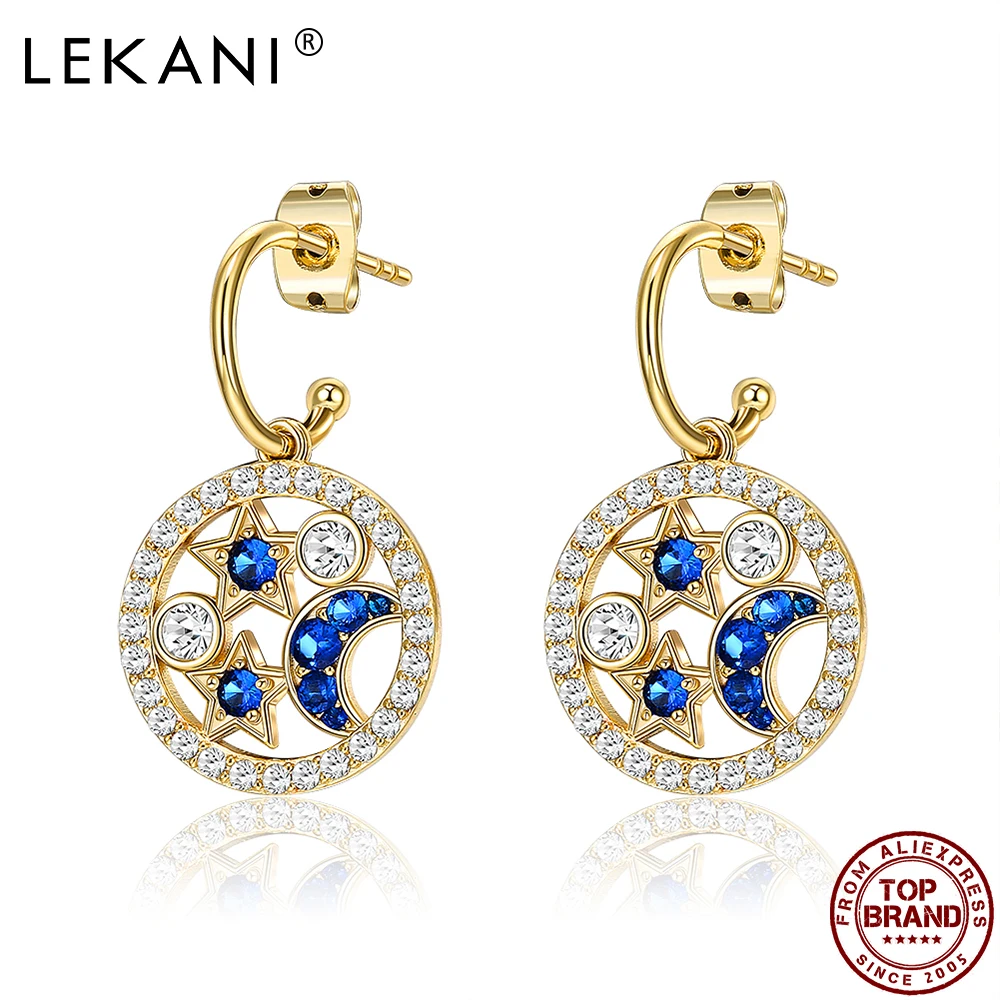 LEKANI Star Moon Circle Drop Earrings For Women Shining Zircon Gold Earrings Engagement Wedding Earings Fashion Jewelry 2020
LEKANI Star Moon Circle Drop Earrings For Women Shining Zircon Gold Earrings Engagement Wedding Earings Fashion Jewelry 2020