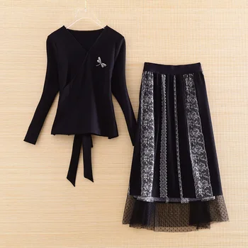 The New Spring Woman Two piece Set Chinese style High end Knitting Slim Top+ Elegant Lace A-line Skirt 2 Pieces Set Women S-2XL
The New Spring Woman Two piece Set Chinese style High end Knitting Slim Top+ Elegant Lace A-line Skirt 2 Pieces Set Women S-2XL