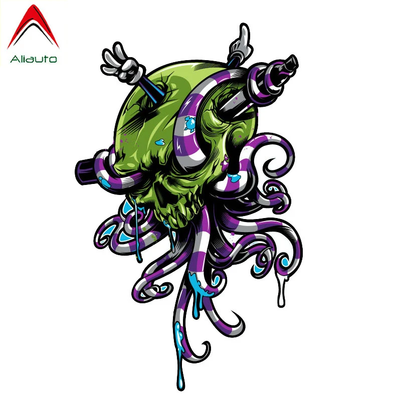 Фото Aliauto Funny Car Sticker Scary Skull Tentacles Decal Accessories for Motorcycle Audi A3 Renault Peugeot 206 15cm X 10cm | Автомобили и