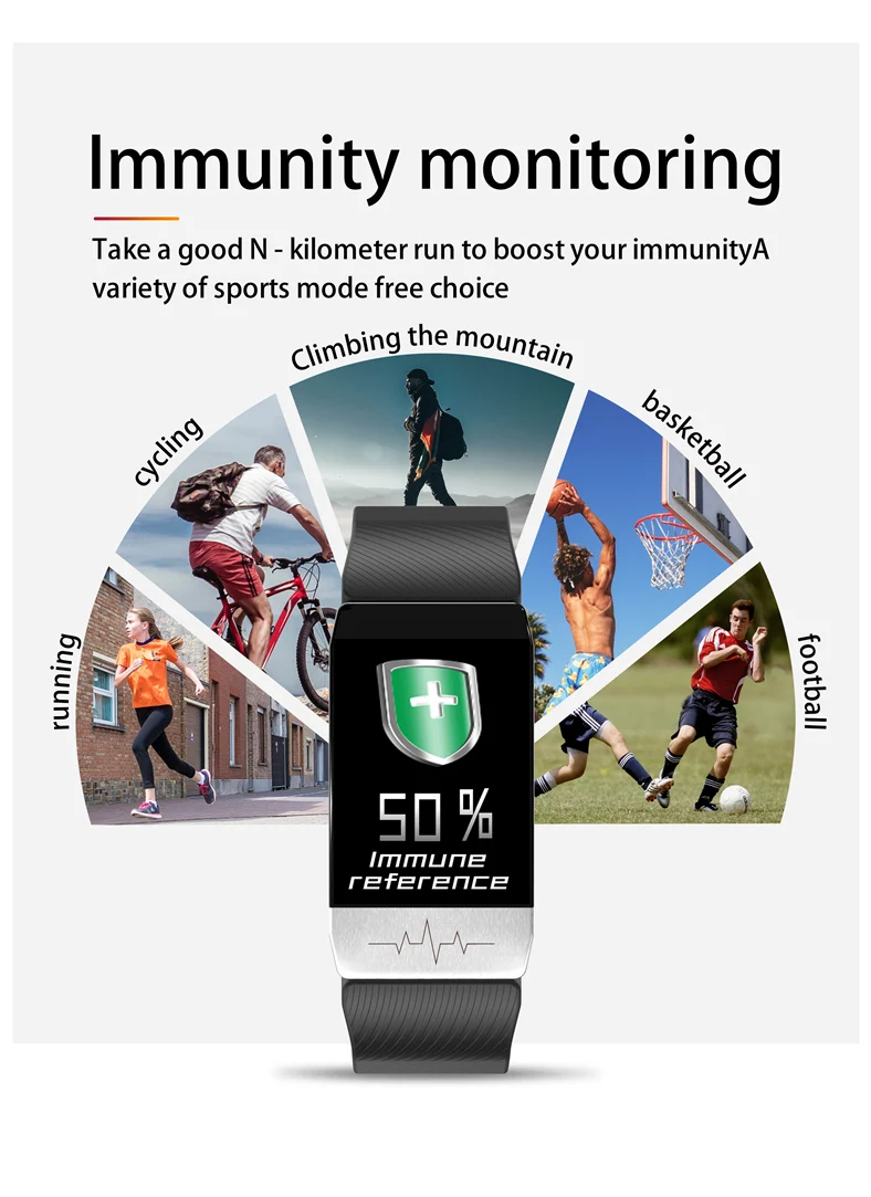 TianYu Mall】Smart Bracelet Fitness Body Temperature Heart Rate