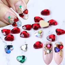10 stücke Nagel Strass Herz Form Kristall AB Flache Rückseite Strass Steinen Valentine Diamanten 3D Nail art Dekoration Werkzeuge LA991-1(China)