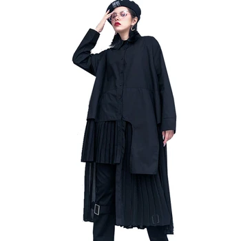 QING MO Black Women Chiffon Blouse 2020 Women Black Irregular Blouse Female Pleated Patchwork Blouse ZQY3109 
QING MO Black Women Chiffon Blouse 2020 Women Black Irregular Blouse Female Pleated Patchwork Blouse ZQY3109