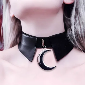 Punk Women Necklace PU Leather Chic Moon Pendant Fashion Women Collar Belt Choker Gothic Necklaces Girls Streetwear Necklace
Punk Women Necklace PU Leather Chic Moon Pendant Fashion Women Collar Belt Choker Gothic Necklaces Girls Streetwear Necklace