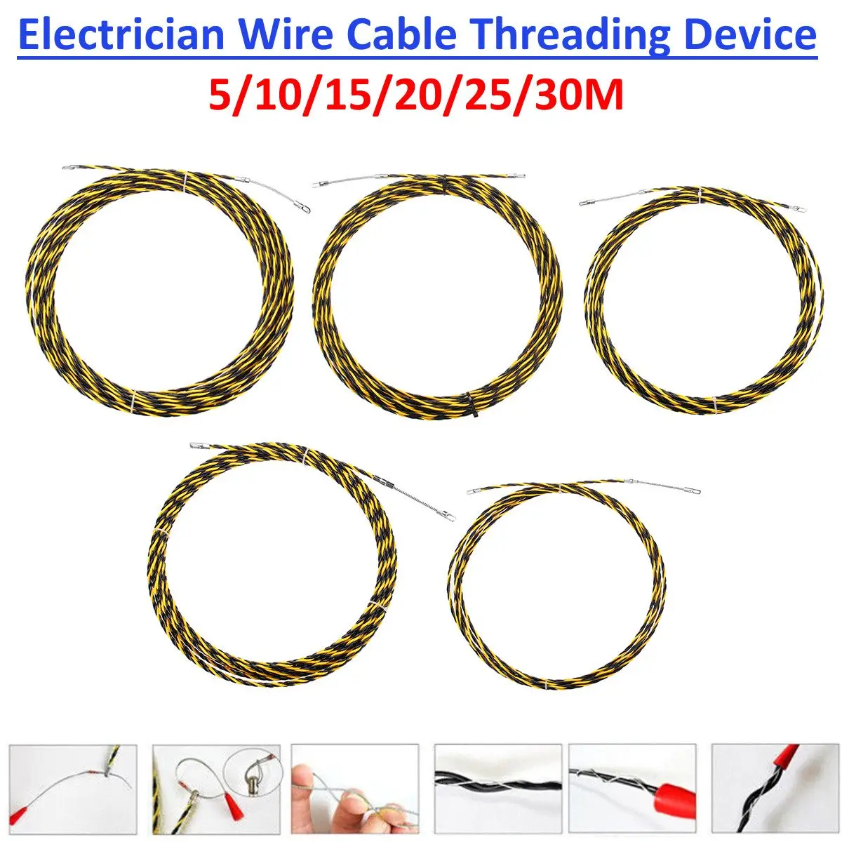 5/10/15/20/25/30mx6mm Electrician Wire Cable Threading Device Wire Cable Running Puller Electrical Wires Threader Rodder Pulling
5/10/15/20/25/30mx6mm Electrician Wire Cable Threading Device Wire Cable Running Puller Electrical Wires Threader Rodder Pulling