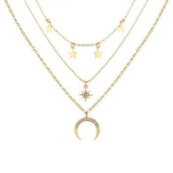 Five-pointed Star Pendant Clavicle Chain Creative Retro Simple Eight-pointed Star Crescent Three-layer Necklace
Five-pointed Star Pendant Clavicle Chain Creative Retro Simple Eight-pointed Star Crescent Three-layer Necklace