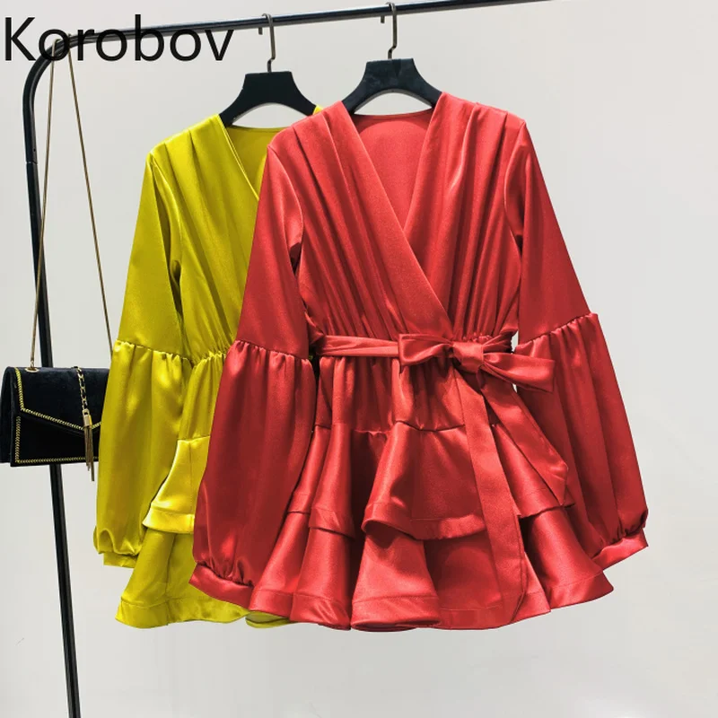 Korobov 2020 Spring Summer New Women Dress Vintage Silk Ruffles V Neck Female Dresses Lacing Bow Party Night Vestidos 79626
Korobov 2020 Spring Summer New Women Dress Vintage Silk Ruffles V Neck Female Dresses Lacing Bow Party Night Vestidos 79626