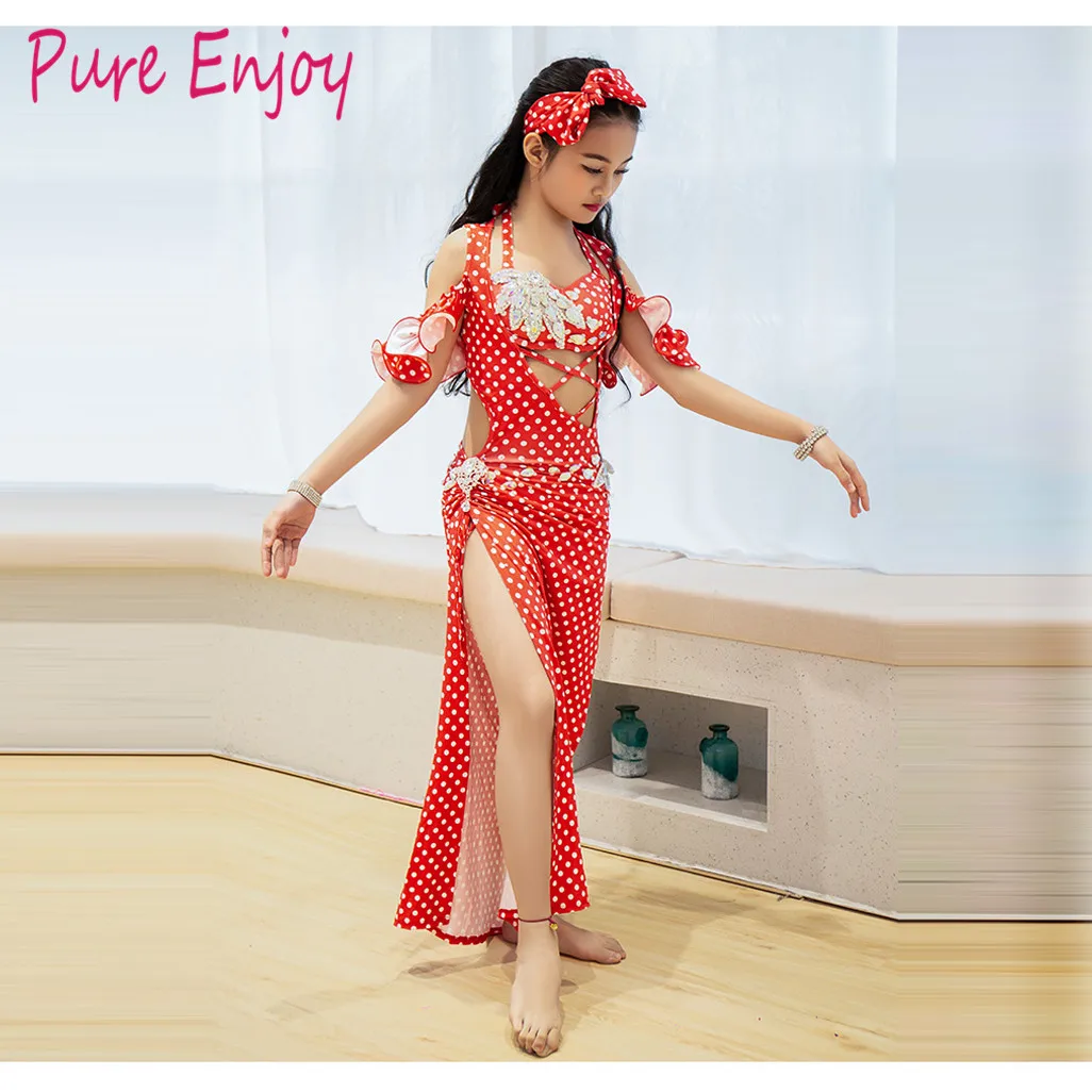Ребенок Новый танец живота Robe Performance Dance Dress Халат Конкурс восточных танцев