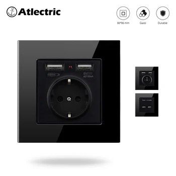 Atlectric Eu Fr Standard Power Wall Socket With Dual Usb Charging Port For Mobile Tempered Glass Panel Outlet 5V 2.1A Adapter
Atlectric Eu Fr Standard Power Wall Socket With Dual Usb Charging Port For Mobile Tempered Glass Panel Outlet 5V 2.1A Adapter