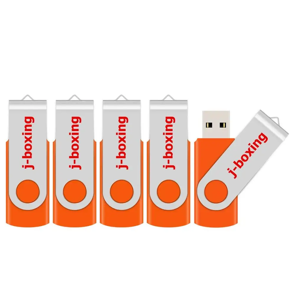 

J-boxing USB Flash Drives 1GB 2GB 4GB 8GB 16GB 32GB Thumb Drive Metal Swivel Pendrives for PC Macbook 5PCS Orange Free Shipping