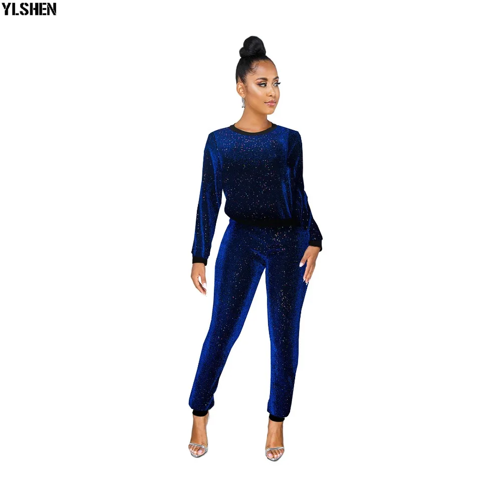 2 Two Piece Set Women Tracksuit Sexy Sequins Long Sleeve Clothes Plus Size Club Outfits Tops +Pants Sweat Suits Matching Sets 10