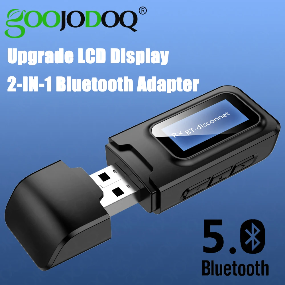 USB-адаптер Bluetooth 5 0 приемник-передатчик с ЖК-дисплеем аудиоразъем AUX 3 мм