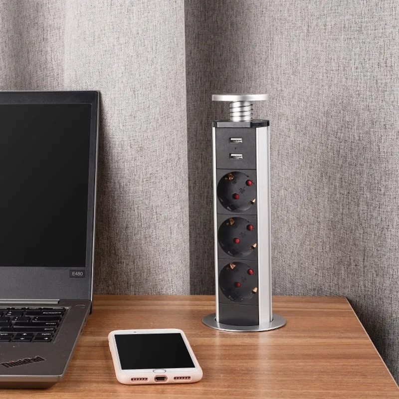 EU Plug 3/4Power Pull Up Desktop Sockets With 2xUSB Power Pop Socket Lifting Table Socket Electrical Equipments and Supplies
EU Plug 3/4Power Pull Up Desktop Sockets With 2xUSB Power Pop Socket Lifting Table Socket Electrical Equipments and Supplies