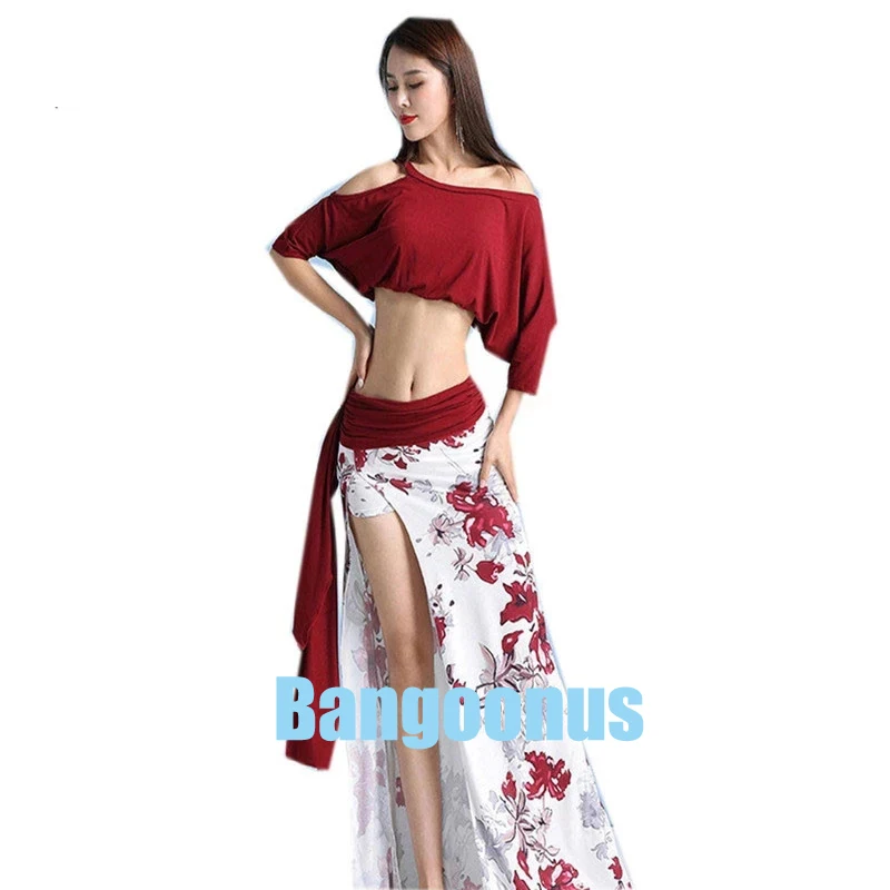 New Professional Bellydance Clothes 2 Pcs Set Modal Oriental Dance Dancer Show Outfit Short Sleeve Blouse Print Long Skirt Sexy
New Professional Bellydance Clothes 2 Pcs Set Modal Oriental Dance Dancer Show Outfit Short Sleeve Blouse Print Long Skirt Sexy