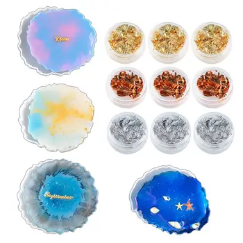 4Pcs Irregular Wave Shape Silicone Geode Coaster Resin Molds with Foil Flakes 667E
4Pcs Irregular Wave Shape Silicone Geode Coaster Resin Molds with Foil Flakes 667E