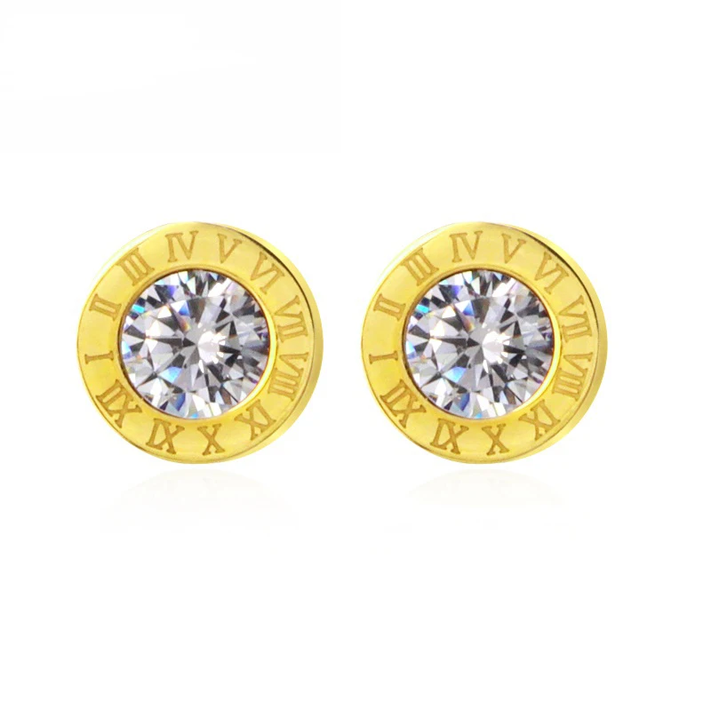 Round Crystals Earrings Stainless Steel CZ Zirconia Roman Numeral Stud Earrings For Women Brand Jewelry Love Silver Earrings
Round Crystals Earrings Stainless Steel CZ Zirconia Roman Numeral Stud Earrings For Women Brand Jewelry Love Silver Earrings