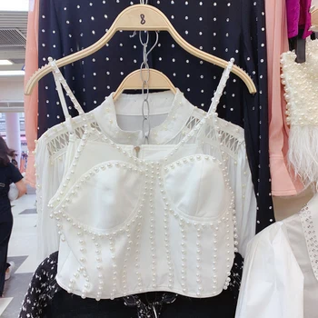 2020 Spring Autumn Retro Palace Heavy Industry Pearl Bead Camisole Top Women's White Shirt Sexy Tops Crop Top Women Ropa Mujer
2020 Spring Autumn Retro Palace Heavy Industry Pearl Bead Camisole Top Women's White Shirt Sexy Tops Crop Top Women Ropa Mujer