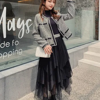 Autumn 2 Piece Set Women Loose Casual Short Jacket Coat & High Waist Thin Irregular Mesh Long Skirt Two Piece Set Ensemble Femme
Autumn 2 Piece Set Women Loose Casual Short Jacket Coat & High Waist Thin Irregular Mesh Long Skirt Two Piece Set Ensemble Femme