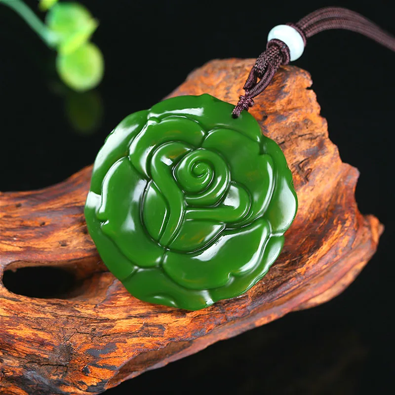 Rose Flower Green Jade Pendant Chinese Necklace Hand-Carved Natural Charm Jewelry Amulet Fashion Accessories for Men Women Gifts
Rose Flower Green Jade Pendant Chinese Necklace Hand-Carved Natural Charm Jewelry Amulet Fashion Accessories for Men Women Gifts