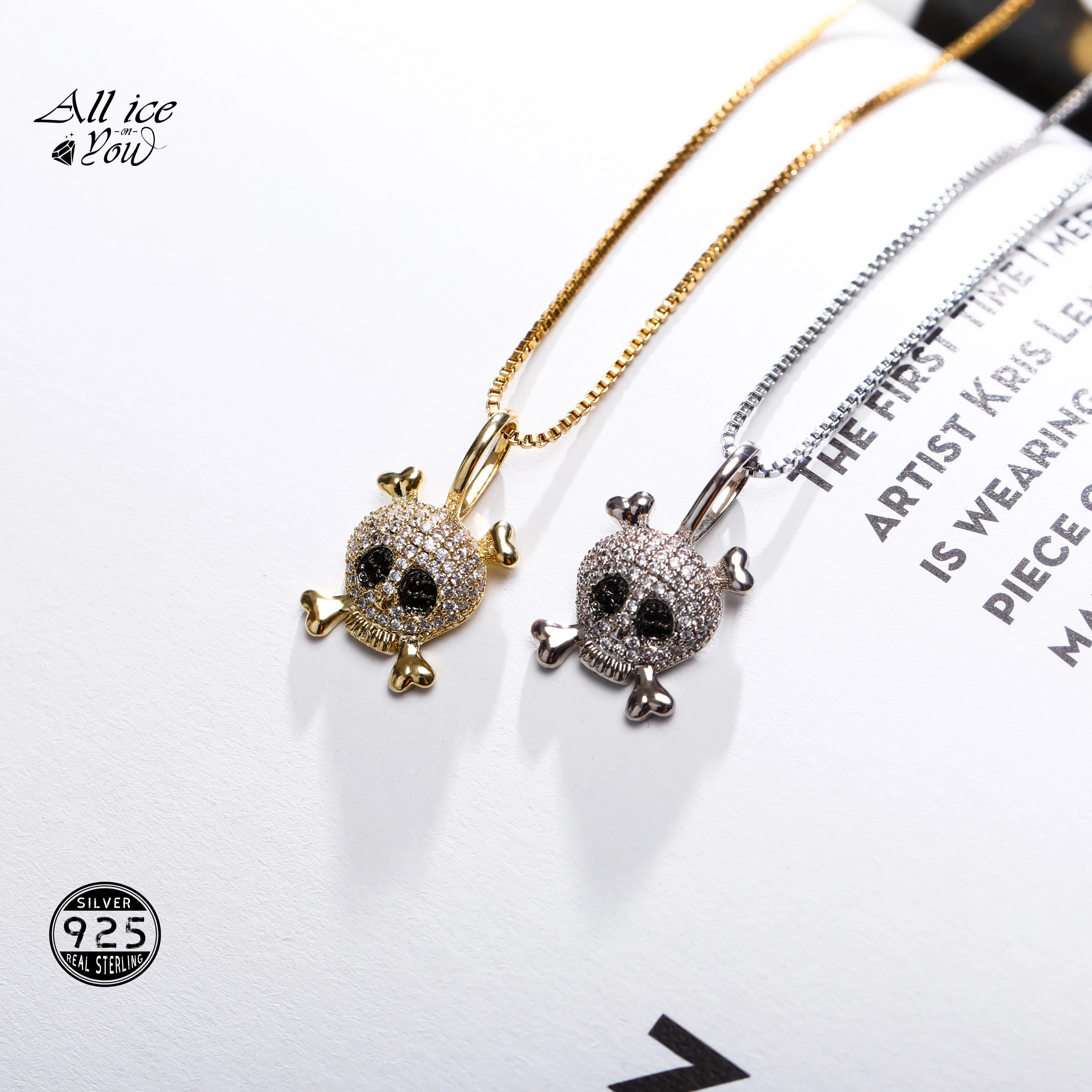 ALLICEONYOU New 925 Sterling Silver High Quality Iced Out Cubic Zirconia Skull Pendant&Necklace Hip Hop Fashion Jewelry Gift
ALLICEONYOU New 925 Sterling Silver High Quality Iced Out Cubic Zirconia Skull Pendant&Necklace Hip Hop Fashion Jewelry Gift