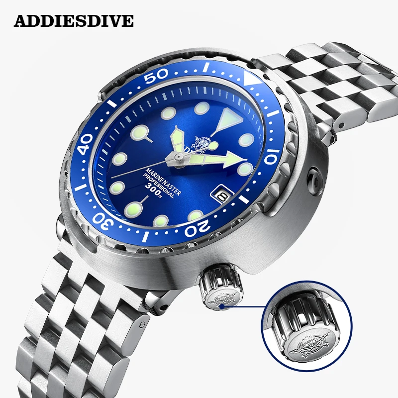 Часы ADDIESDIVE Tuna, светящиеся механические наручные часы, нержавеющая сталь, водонепроницаемость 300 м, сапфир Crysta NH35
Часы ADDIESDIVE Tuna, светящиеся механические наручные часы, нержавеющая сталь, водонепроницаемость 300 м, сапфир Crysta NH35