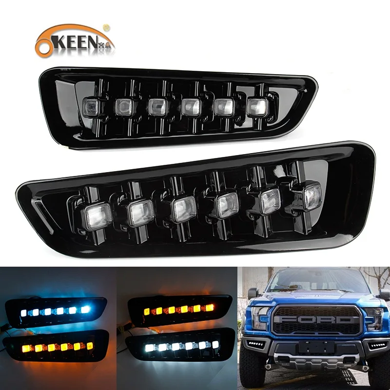 Водонепроницаемый светодиодный ДХО для автомобиля OKEEN, 2 шт., для Ford F150, Raptor 2016, 2017, 2018, 2019, светодиодный светильник для дневных ходовых огней, указатель поворота, янтарная противотуманная фара
Водонепроницаемый светодиодный ДХО для автомобиля OKEEN, 2 шт., для Ford F150, Raptor 2016, 2017, 2018, 2019, светодиодный светильник для дневных ходовых огней, указатель поворота, янтарная противотуманная фара