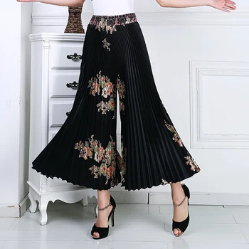 Women's Wide Leg Pants Floral Print Elegant Pleated Pants Loose Female Dancing Hakama Woman Culottes LS349
Women's Wide Leg Pants Floral Print Elegant Pleated Pants Loose Female Dancing Hakama Woman Culottes LS349